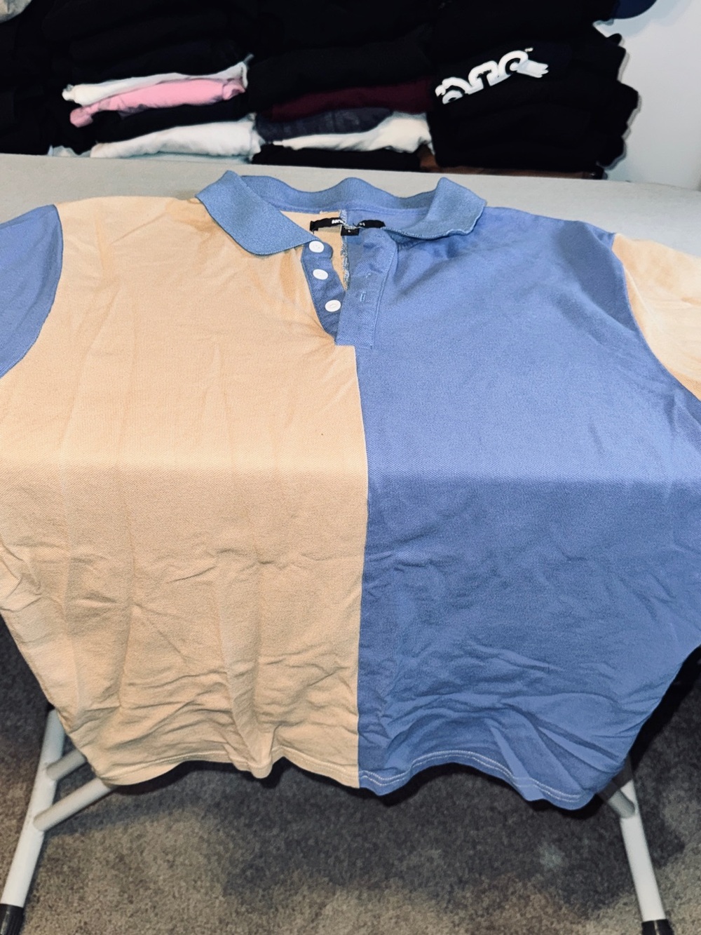 Two-Tone Polo Shirt in Peach & Periwinkle - Picture 1 of 6